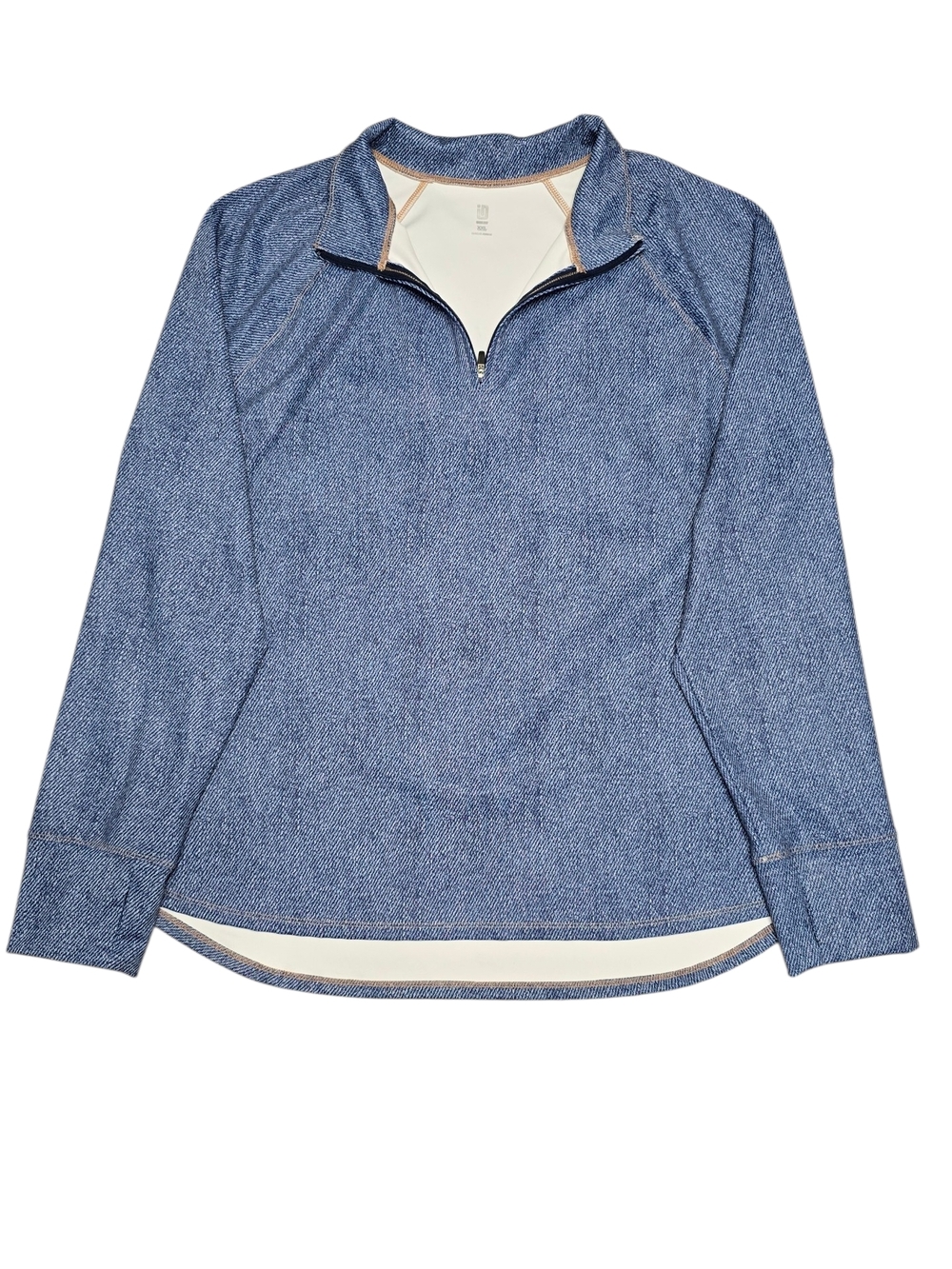 Ideology Navy and White Zip-Neck Pullover